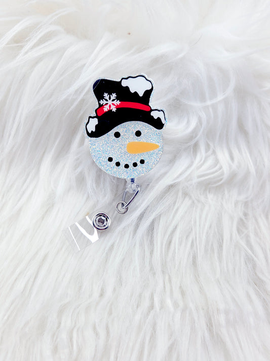 Snowman Face Badge Reel