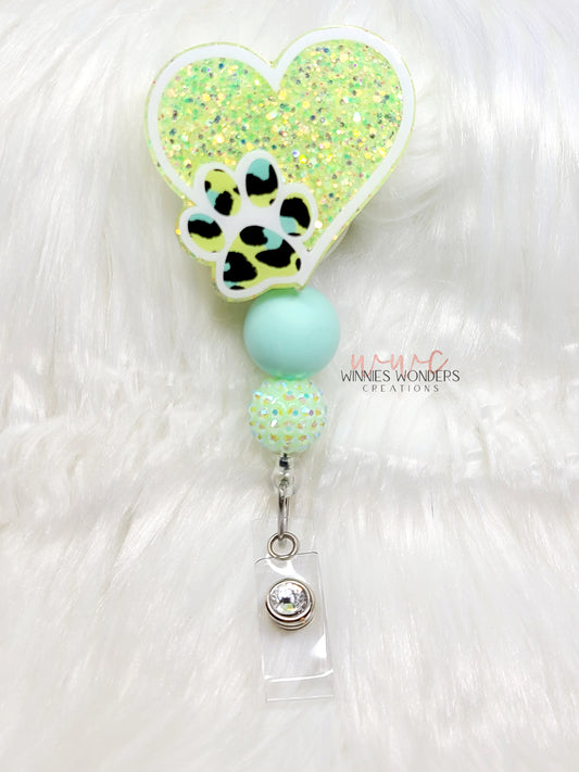 Heart with Paw Badge Reel