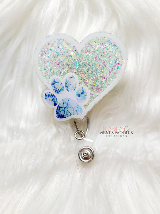 Heart with Paw Badge Reel