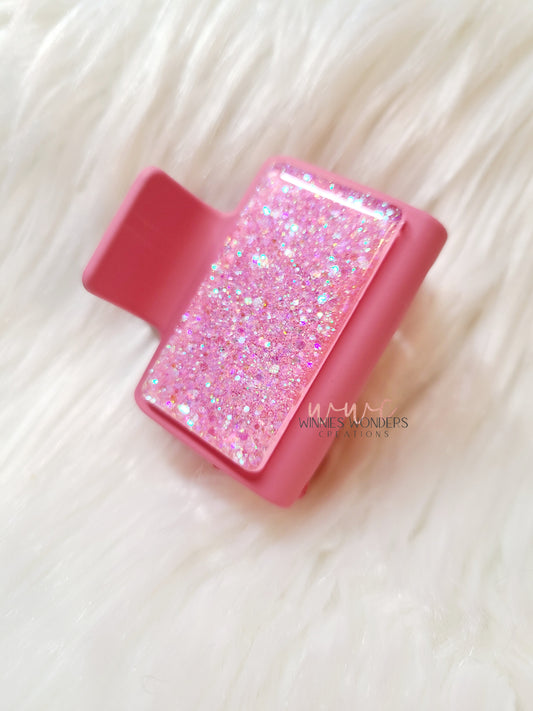 Pink Glitter Small Hair Clip