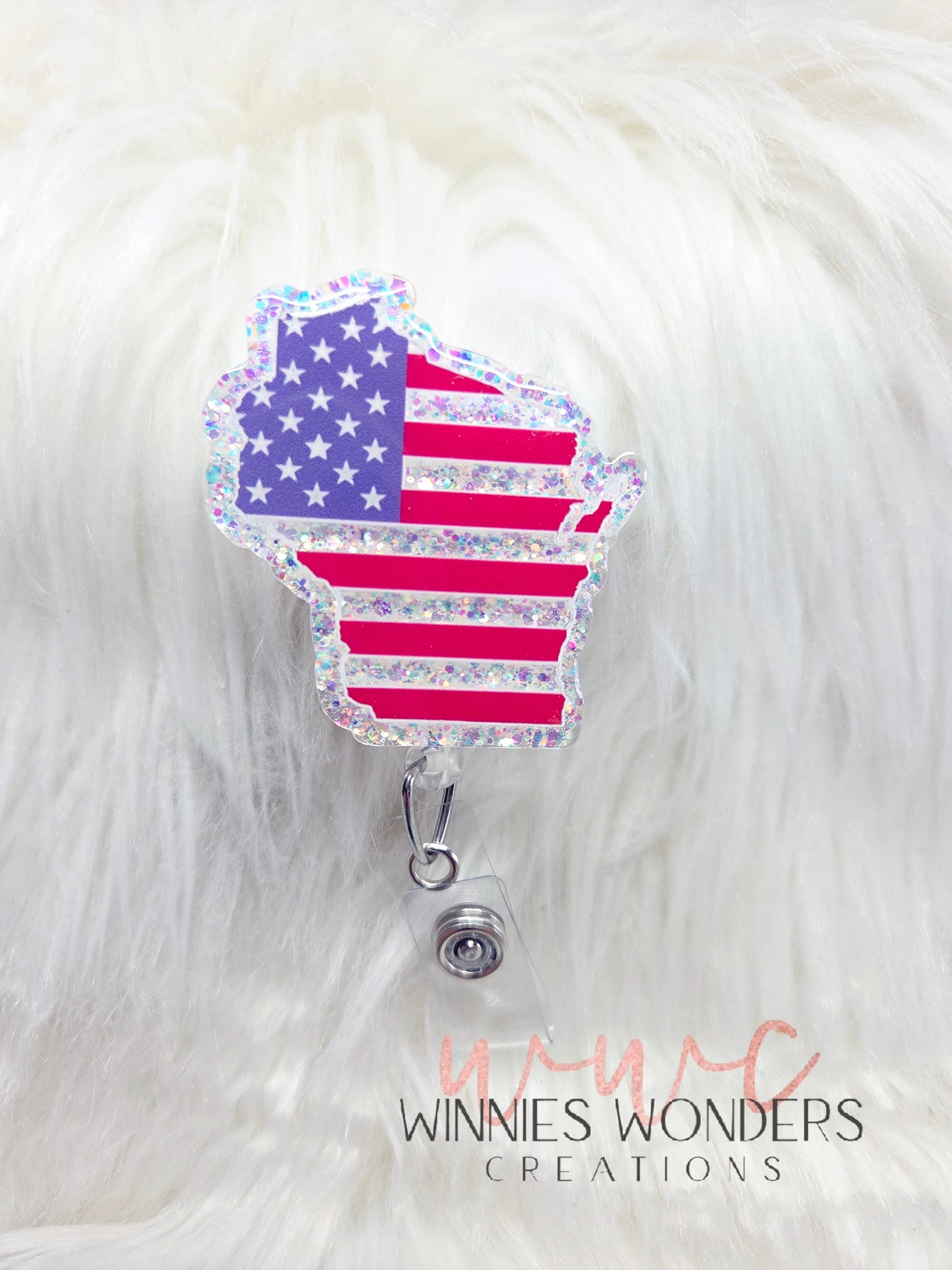 US Flag Wisconsin Badge Reel