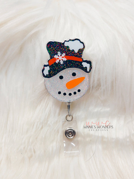 Snowman Face Badge Reel