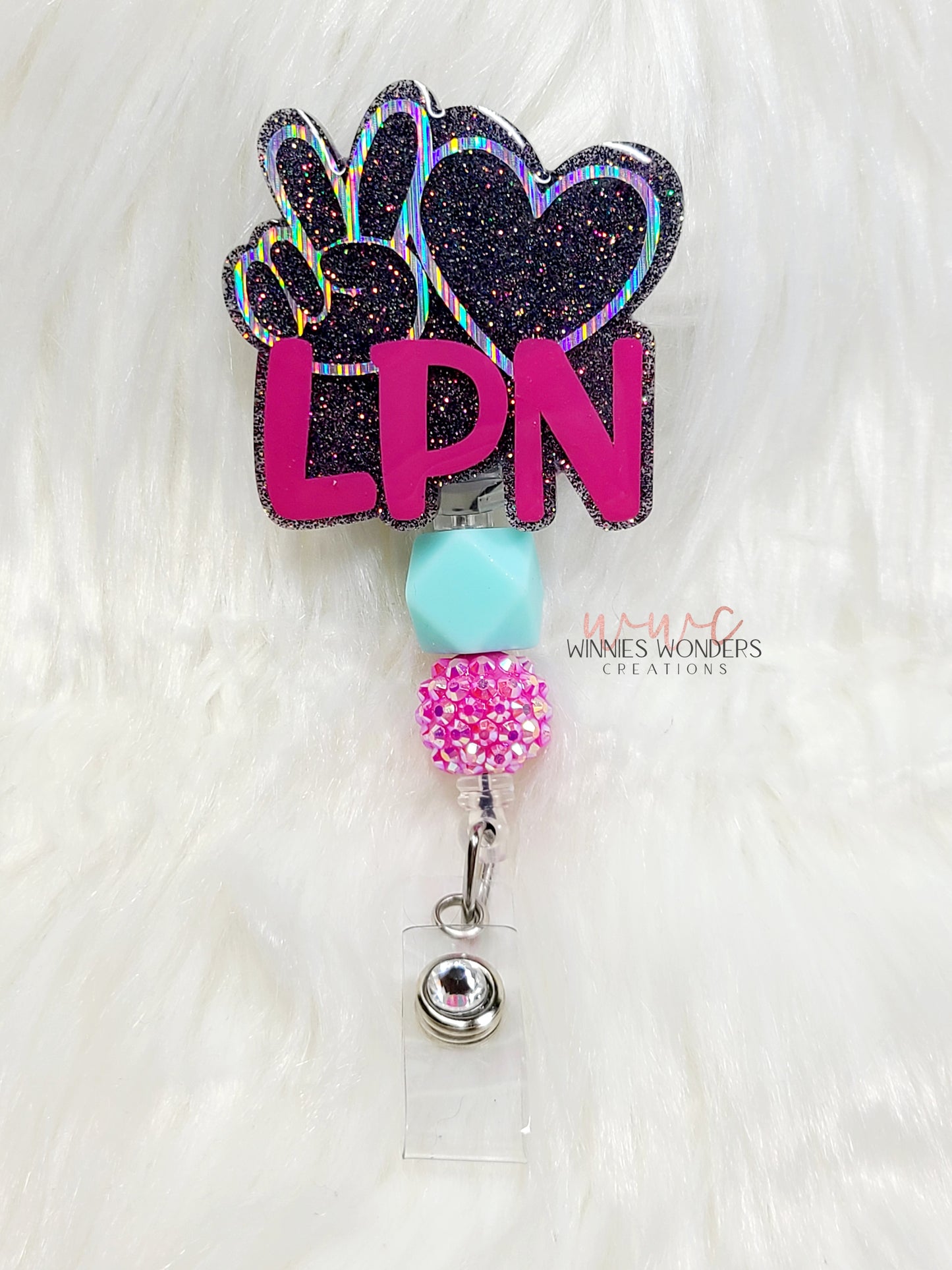 Peace Love LPN Badge Reel