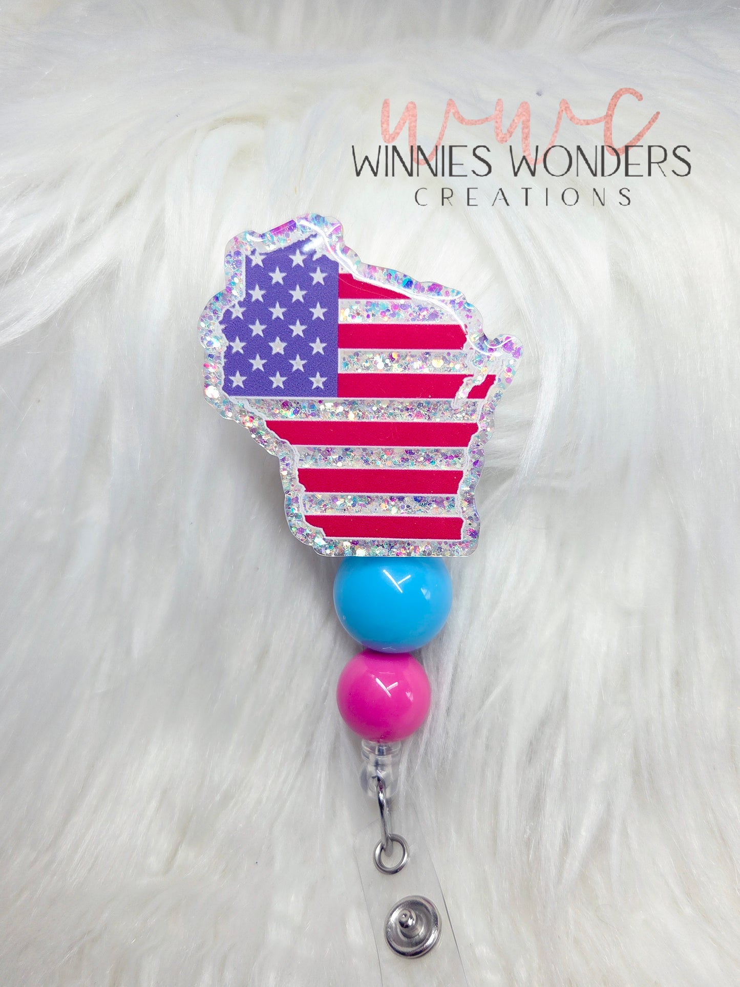 US Flag Wisconsin Badge Reel