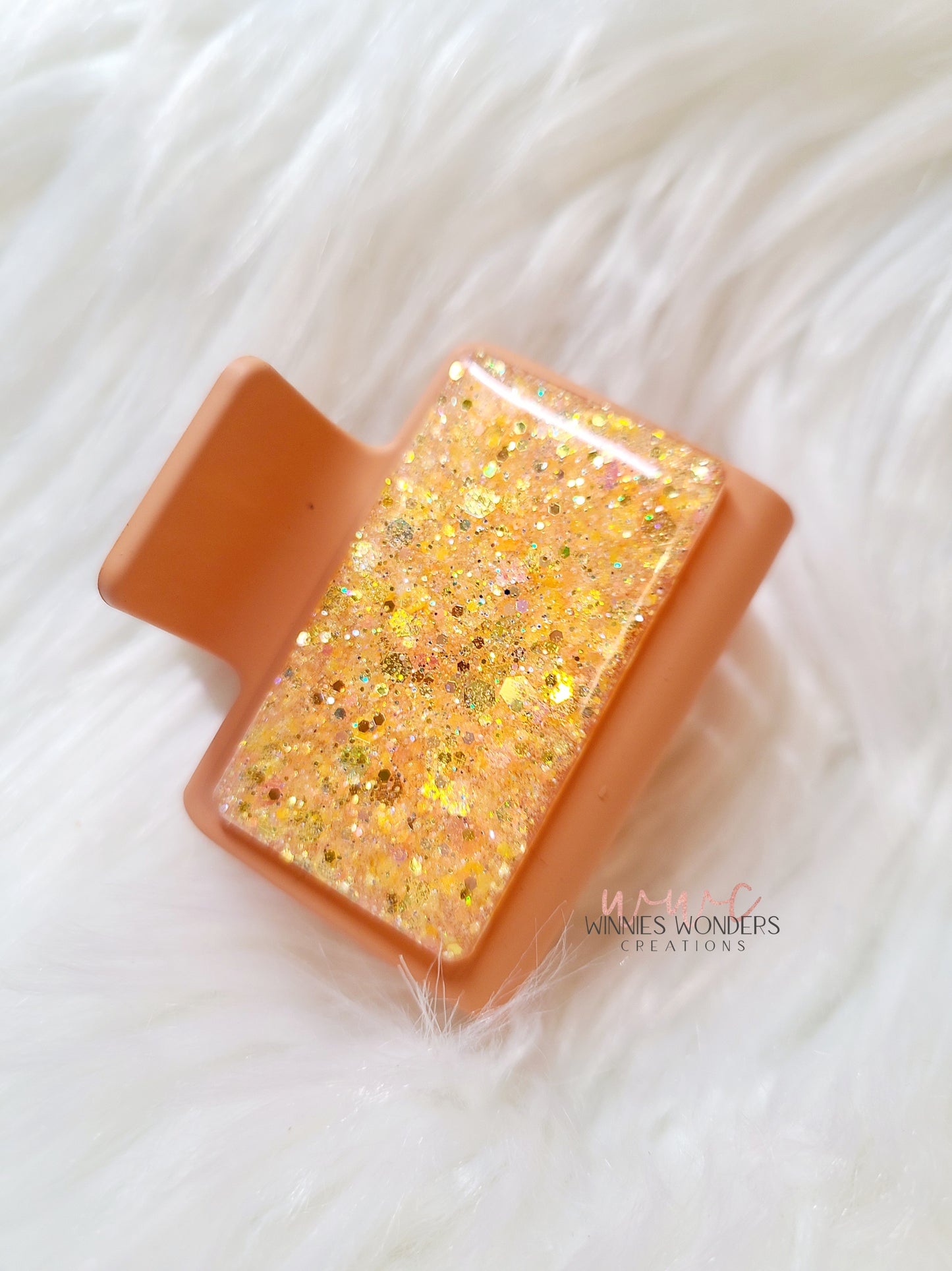 Orange Glitter Small Hair Clip