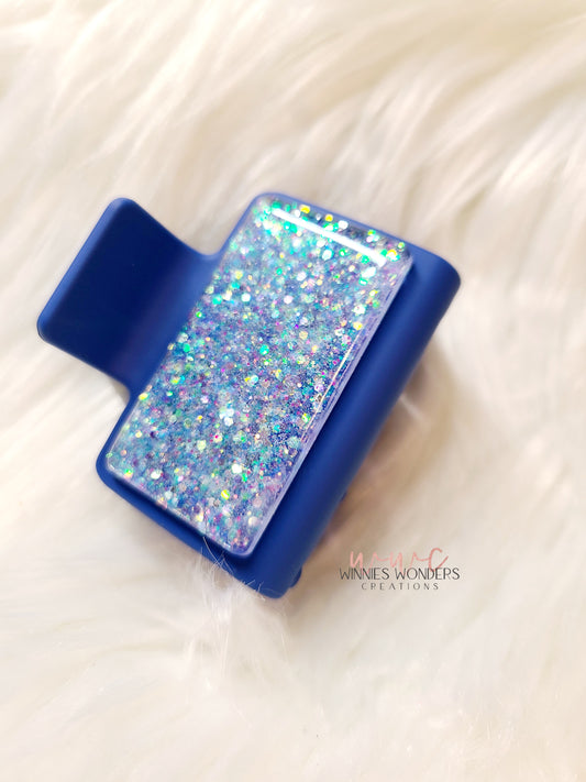 Blue Glitter Small Hair Clip