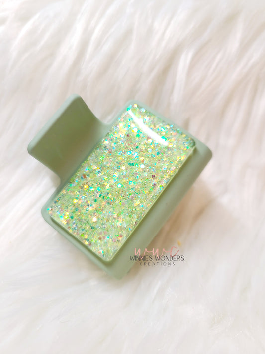 Green Glitter Small Hair Clip