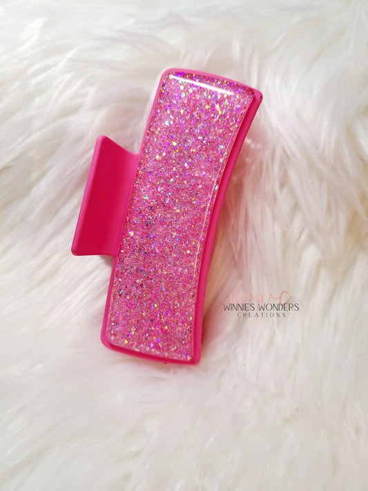 Hot Pink Glitter Hair Clip