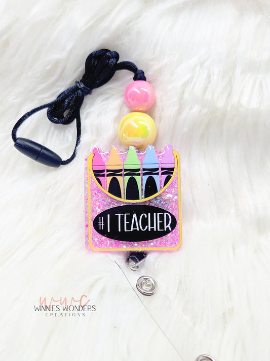 #1 Teacher Crayon Box Lanyard