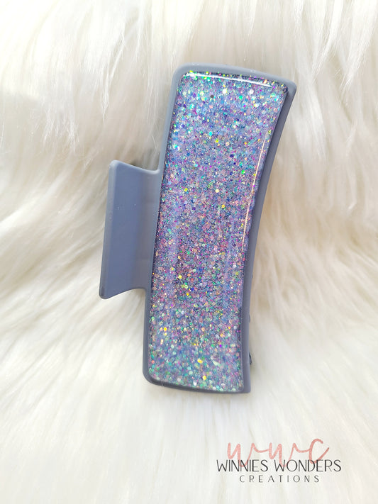 Gray/Blue Glitter Hair Clip