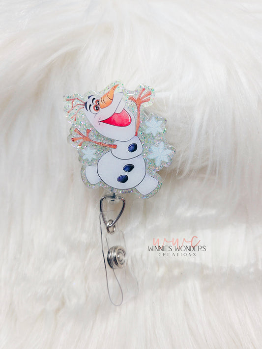Cute Snowman Face Badge Reel