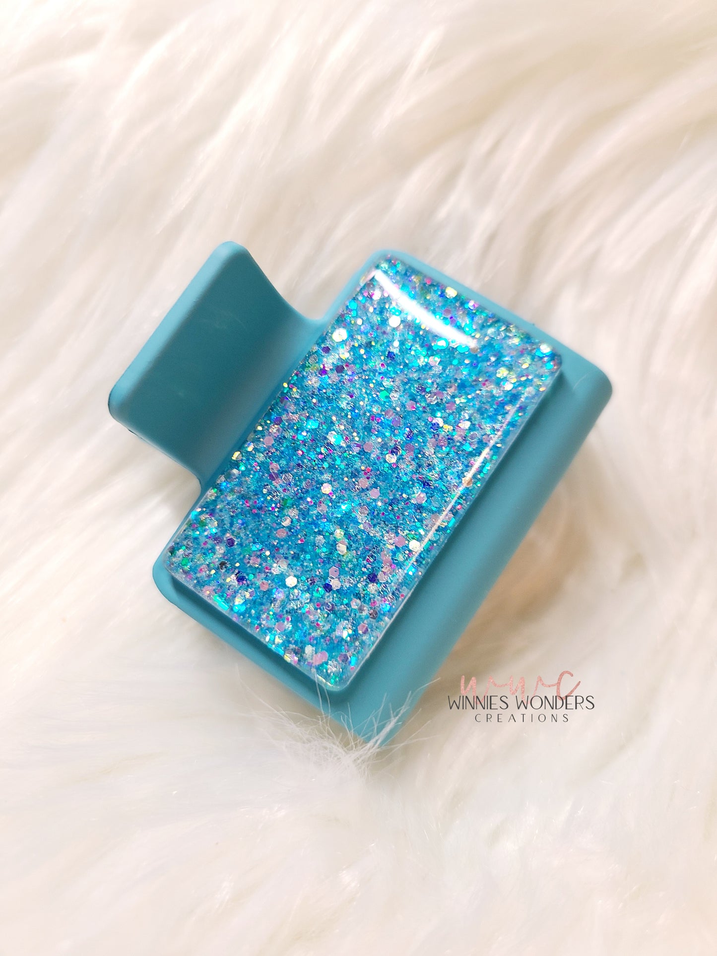 Blue Glitter Small Hair Clip