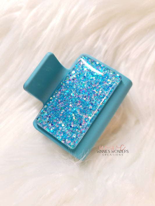 Blue Glitter Small Hair Clip