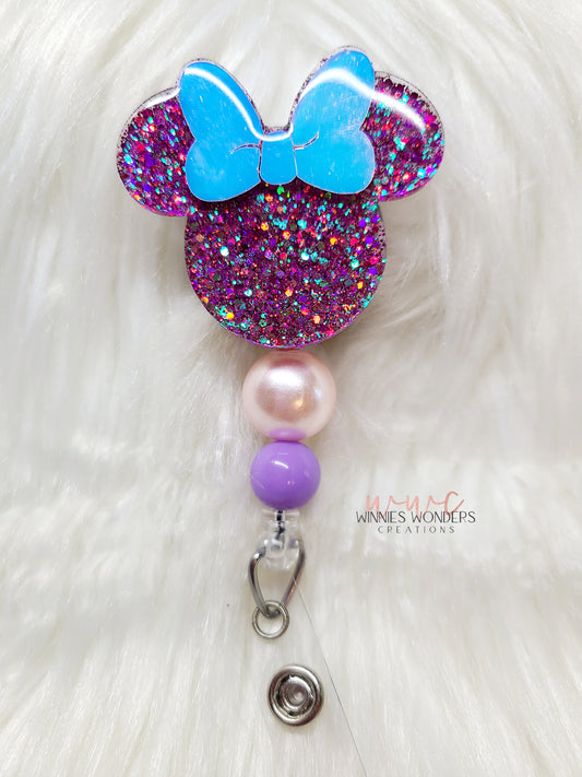 Mouse Ears w/ Bow Badge Reel
