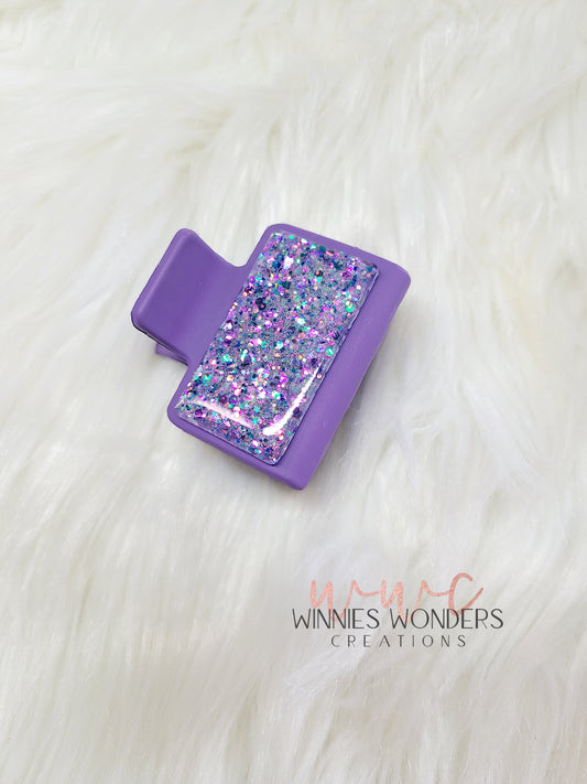 Purple Glitter Small Hair Clip