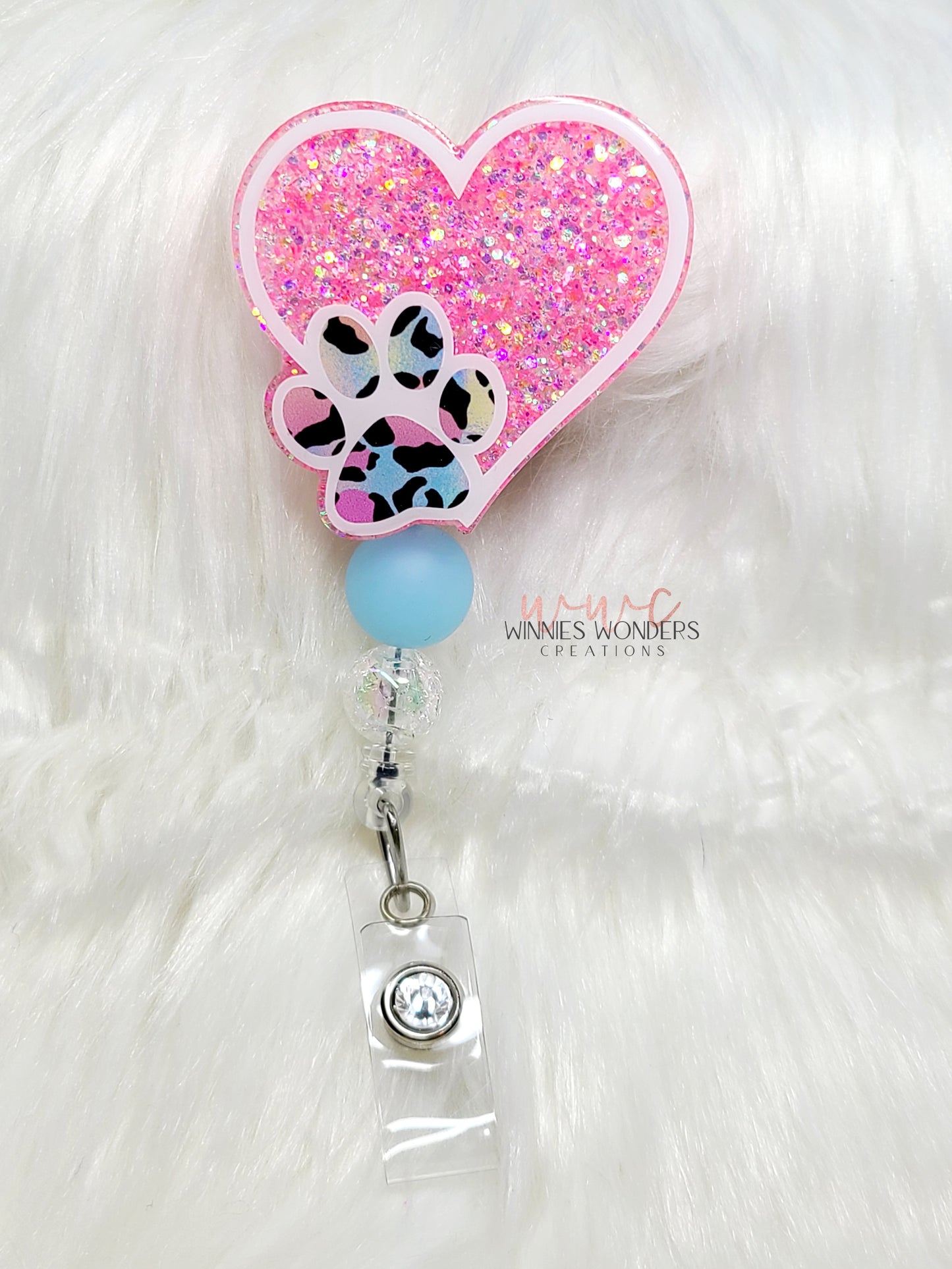 Heart with Paw Badge Reel