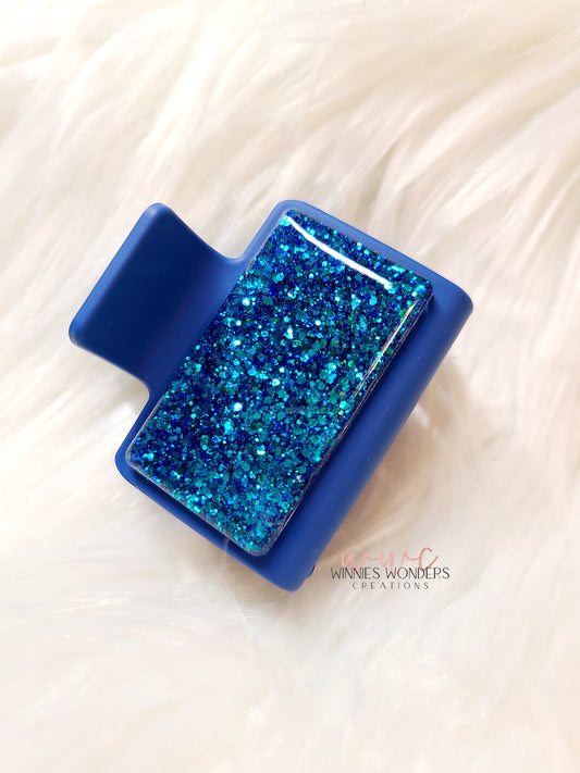 Blue Glitter Small Hair Clip