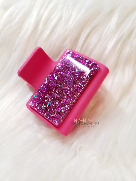 Pink Glitter Small Hair Clip