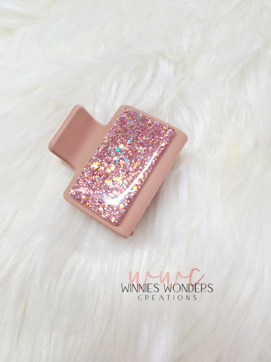 Rose Gold Glitter Small Hair Clip