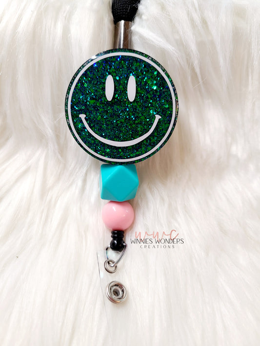 Green Smiley Face Lanyard