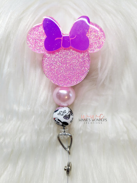 Mouse Ears w/ Bow Badge Reel
