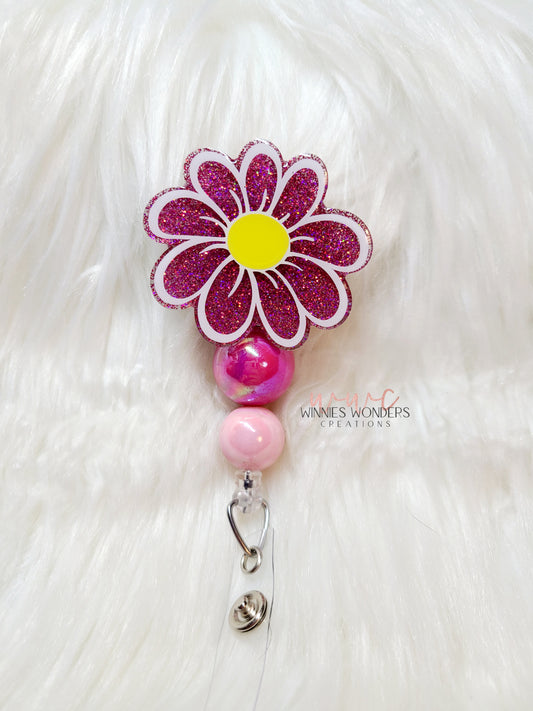 Cartoon Daisy Flower Badge Reel