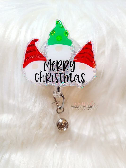 Merry Christmas Gnomes Badge Reel