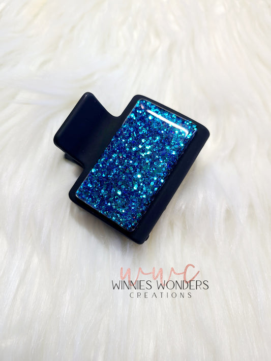Blue Glitter Small Hair Clip