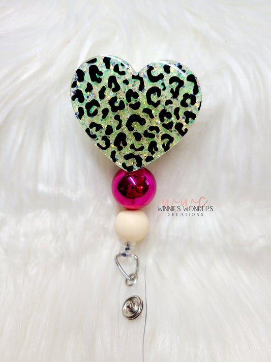 Leopard Heart Badge Reel