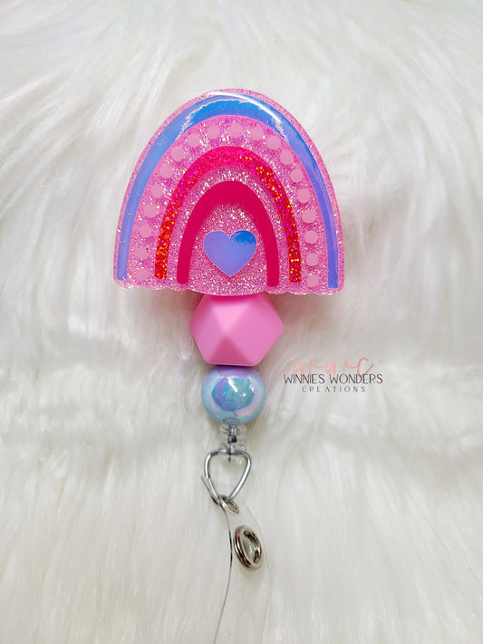 Pink Rainbow Badge Reel