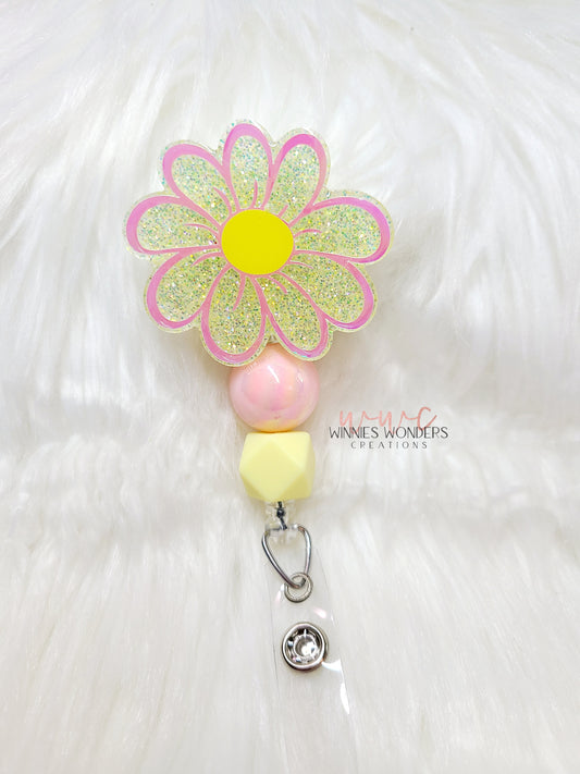 Cartoon Daisy Flower Badge Reel