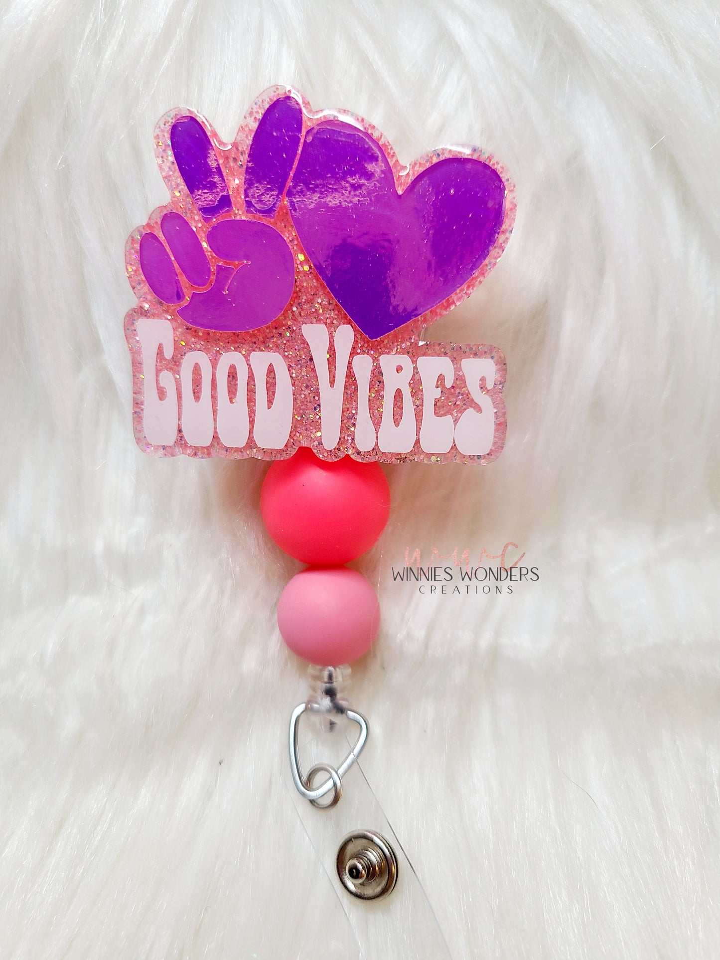 Peace Love Good Vibes Badge Reel