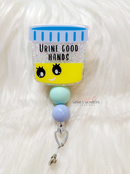 Urine Good Hands Badge Reel