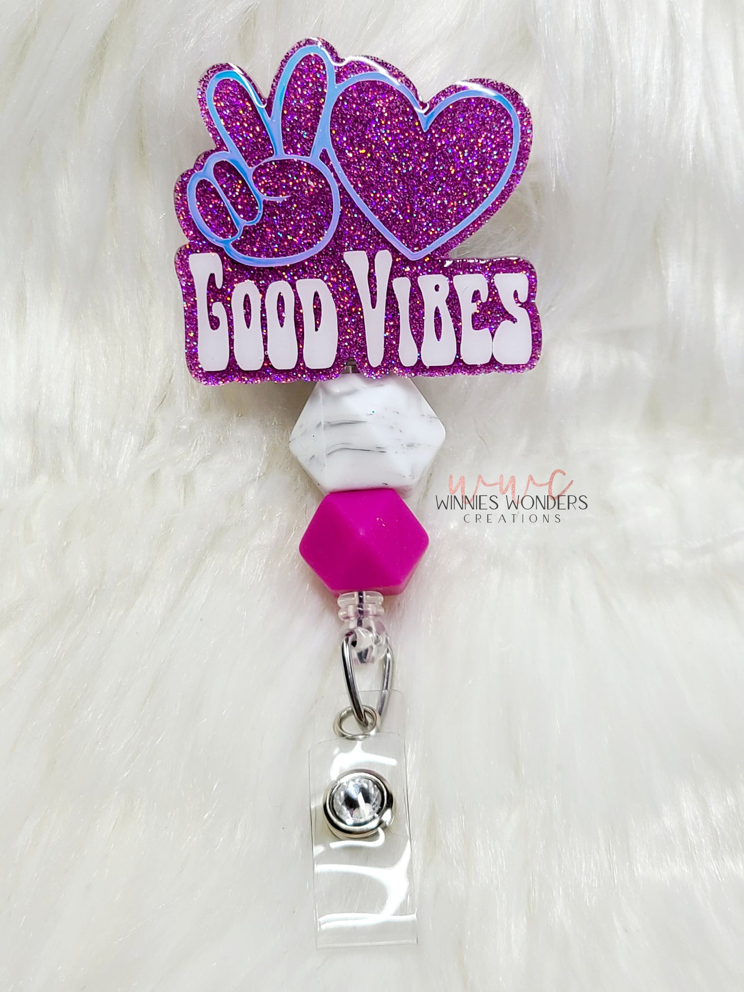 Peace Love Good Vibes Badge Reel