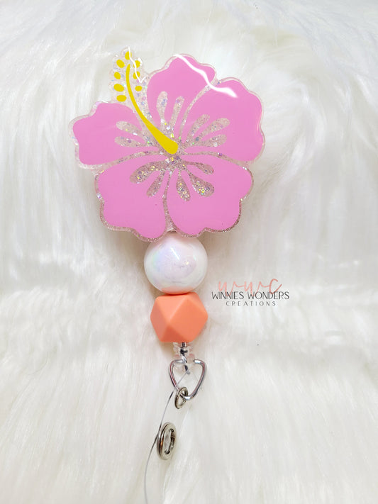 Hibiscus Flower Badge Reel