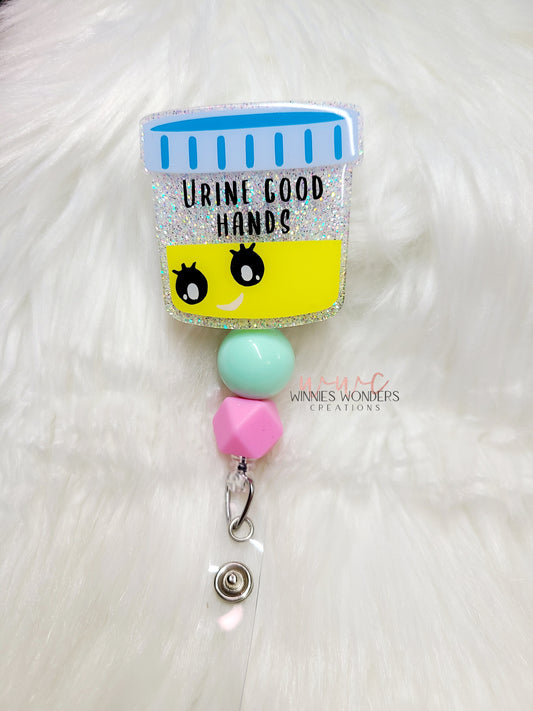 Urine Good Hands Badge Reel