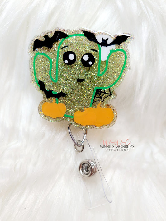 Halloween Cactus Badge Reel