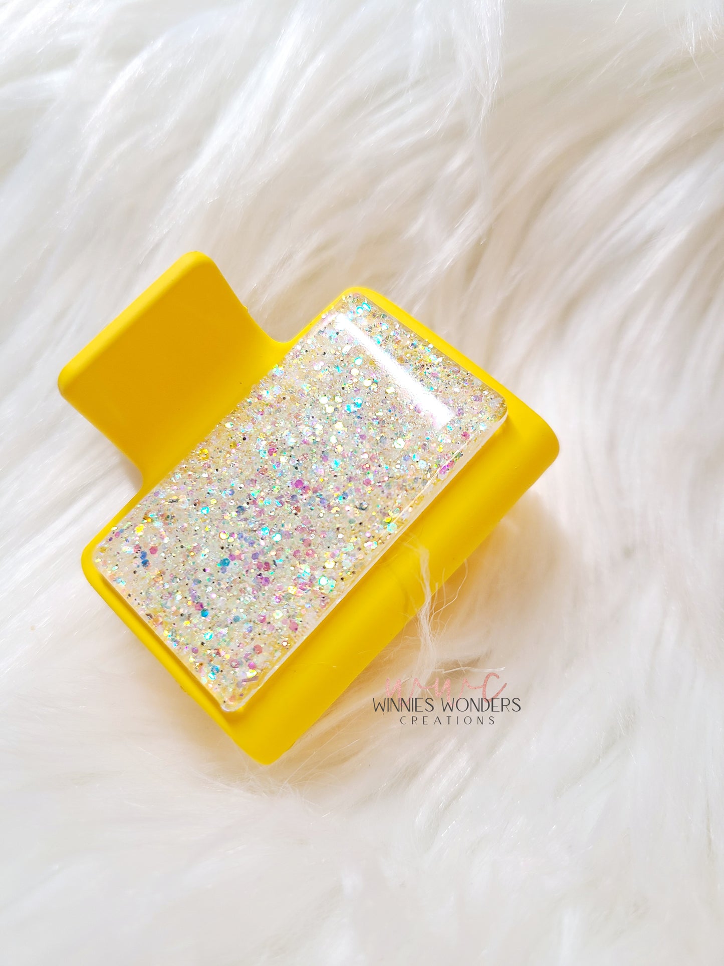 Yellow Glitter Small Hair Clip