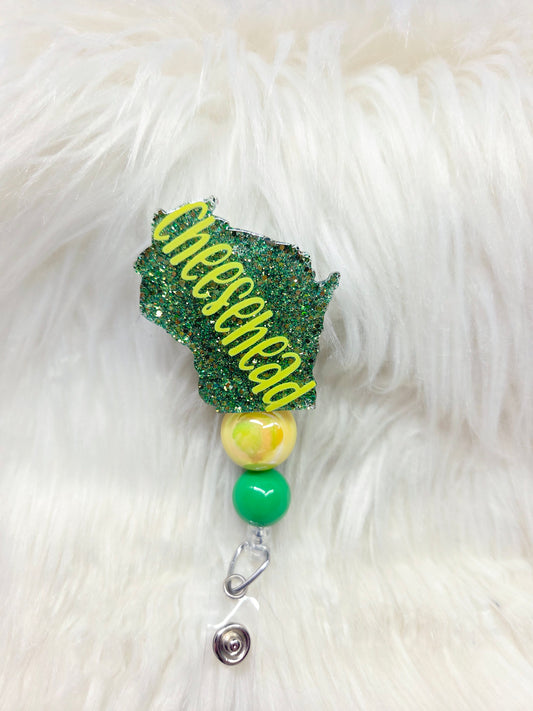 Cheesehead Wisconsin Badge Reel