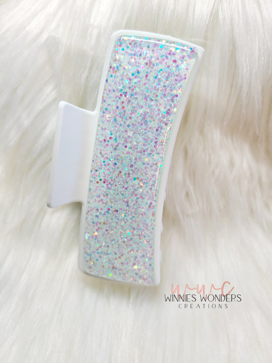 White Glitter Hair Clip