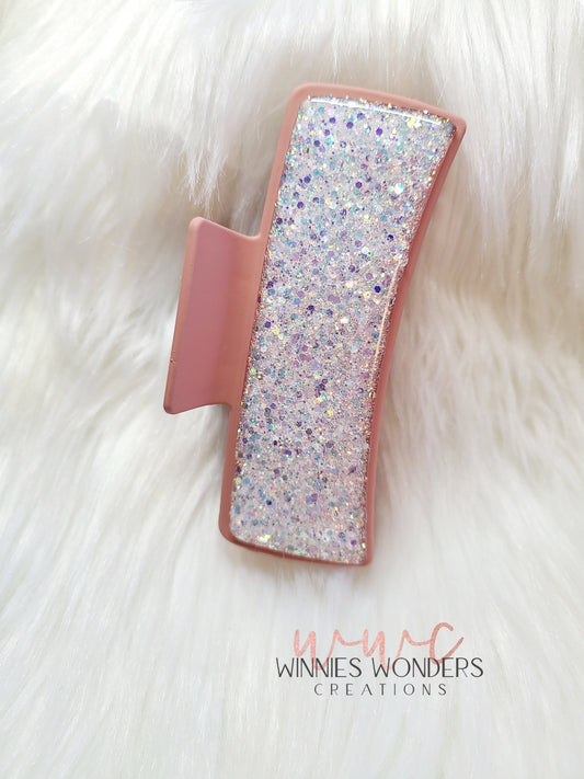 White Glitter Hair Clip