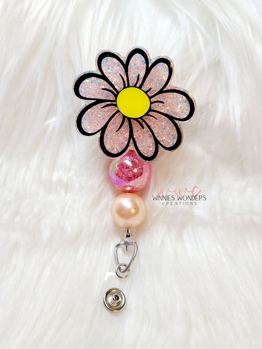 Cartoon Daisy Flower Badge Reel