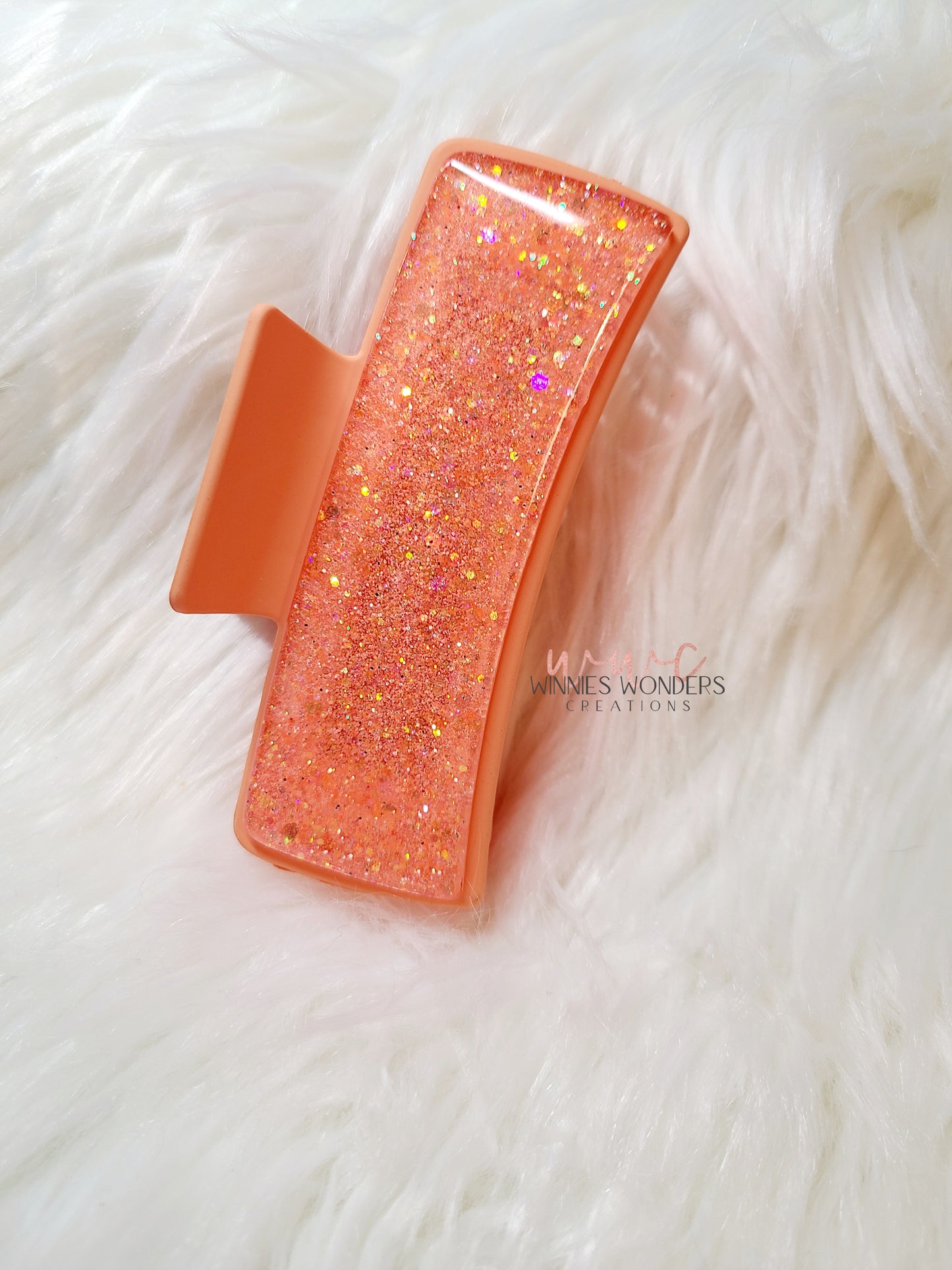 Orange Glitter Hair Clip