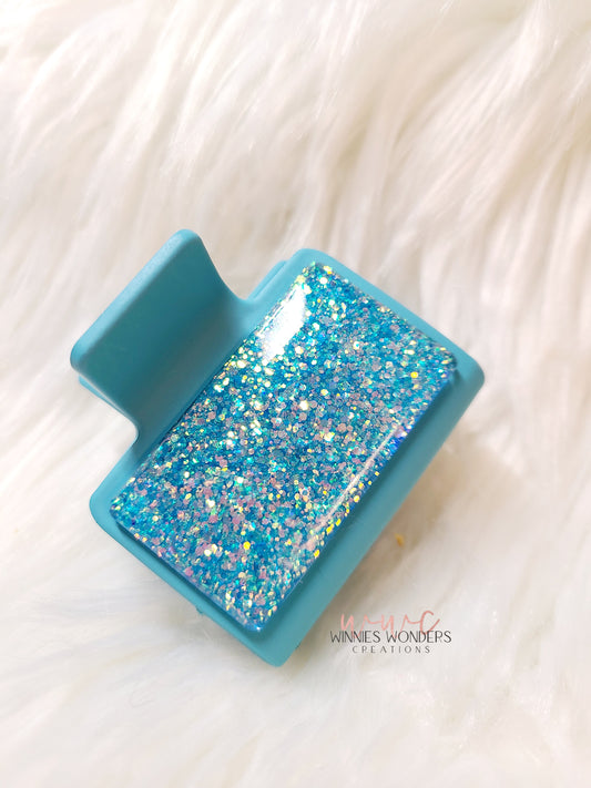 Blue  Glitter Small Hair Clip