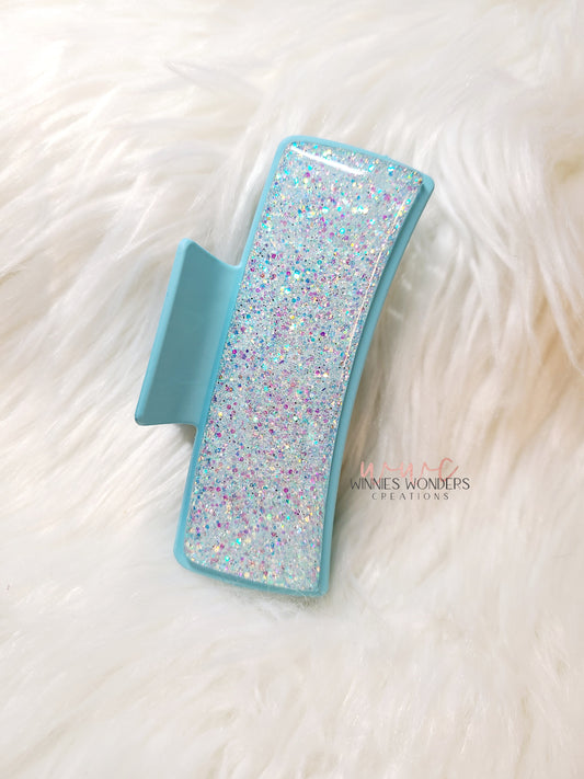 Teal Glitter Hair Clip