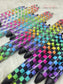 Rainbow Checkard Glitter Pens