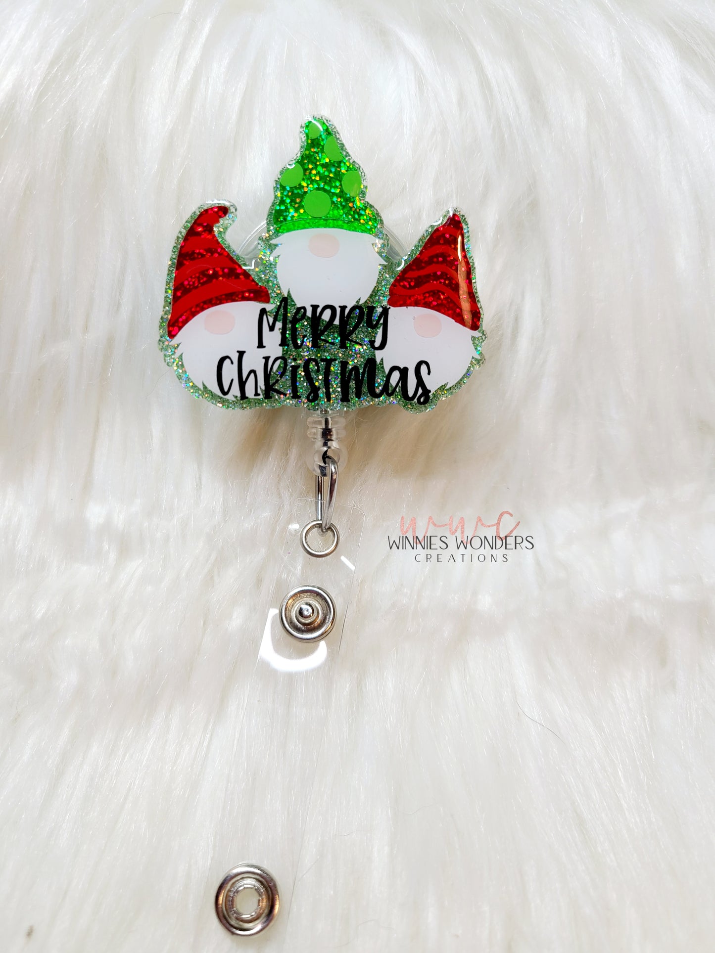 Merry Christmas Gnomes Badge Reel