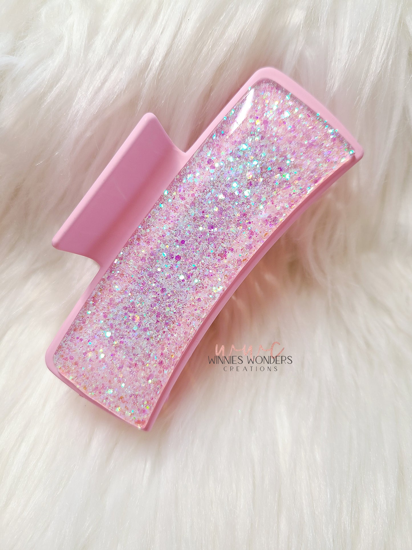 Pink Opal Glitter/ Pink Hair Clip