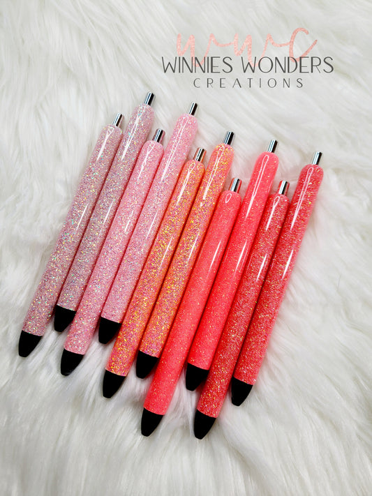 Coral Glitter Pens