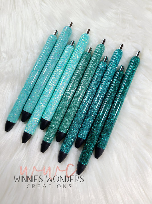 Teal Glitter Pens